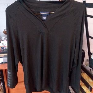 Black Long Sleeve High-Low Stretchy Blouse